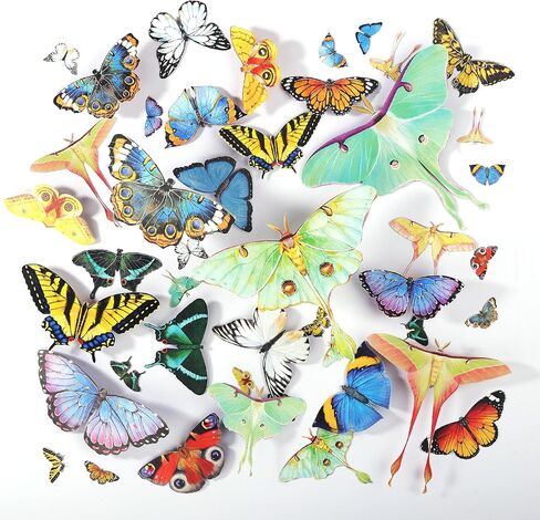 LET'S RESIN Realistic Paper Butterfly Moth,46 Pcs Double-Sided Faux Butterfly,Vintage Floral Decoration,Epoxy Resin Supplies/ Accessories for Resin Art,Crafts,Molds in Kuwait
