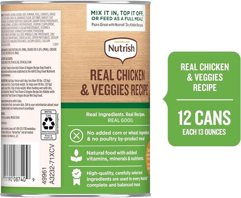 Nutrish Chicken Wet Dog Food Chunks in Gravy, 13 oz. Pack 12 (Rachael Ray) in Kuwait