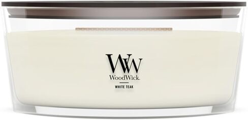 Yankee Candle WoodWick Ellipse Scented Candle, White Teak, 16oz | Up to 50 Hours Burn Time in Saudi Arabia