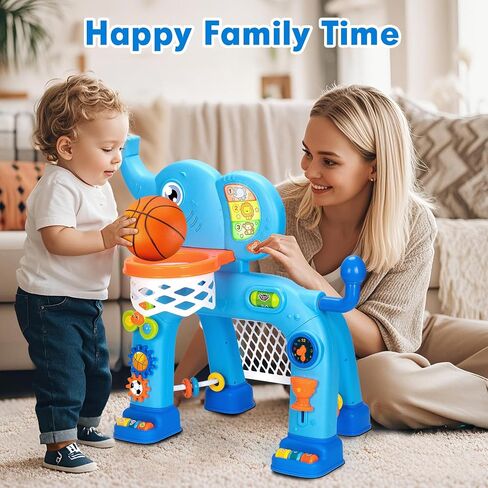 Toddler Basketball Hoop & Soccer Goal, Toys for 1 2 3 Year Old Boys Girls, Kids Sports Toy with Light Sound Music, Montessori Toys for Baby 12-18 Months, Christmas Birthday Gifts for Ages 1-3, Blue in Kuwait