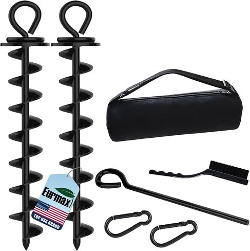 Eurmax USA Heavy Duty Dog Tie Out Stake, No-Tangle In Ground Anchor Runner for Large Dogs up to 210 Lbs - Perfect for Yard, Beach and Camping (Medium,Orange) in Saudi Arabia