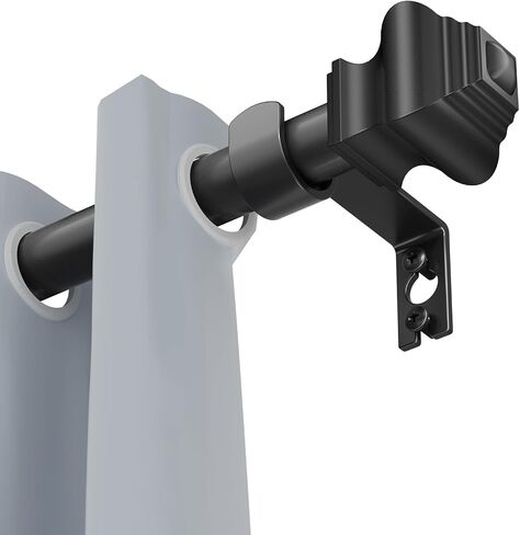 Curtain Rods for Windows 30-46 inch, 5/8 inch Matte Black Curtain Rod with Brackets, Heavy Duty Curtain Rods Adjustable by Splicing, for Bedroom Kitchen Study Living Room(30" or 46") in Kuwait