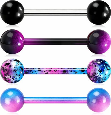 OUFER 14G 4PCS الفولاذ المقاوم للصدأ صناعي الحديد الحديد الأرجواني الأسود ترشاش أقراط الصناعية ثقب المجوهرات للنساء in Kuwait