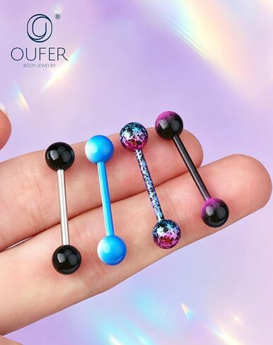 OUFER 14G 4PCS الفولاذ المقاوم للصدأ صناعي الحديد الحديد الأرجواني الأسود ترشاش أقراط الصناعية ثقب المجوهرات للنساء in Kuwait