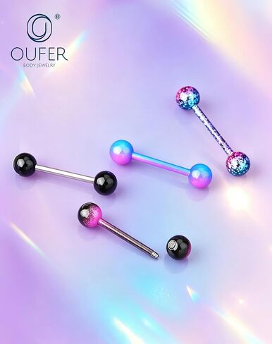 OUFER 14G 4PCS الفولاذ المقاوم للصدأ صناعي الحديد الحديد الأرجواني الأسود ترشاش أقراط الصناعية ثقب المجوهرات للنساء in Kuwait