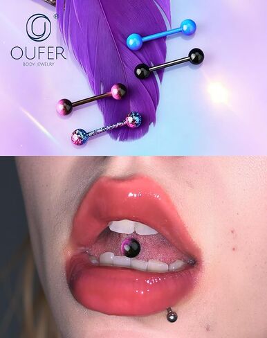 OUFER 14G 4PCS الفولاذ المقاوم للصدأ صناعي الحديد الحديد الأرجواني الأسود ترشاش أقراط الصناعية ثقب المجوهرات للنساء in Kuwait