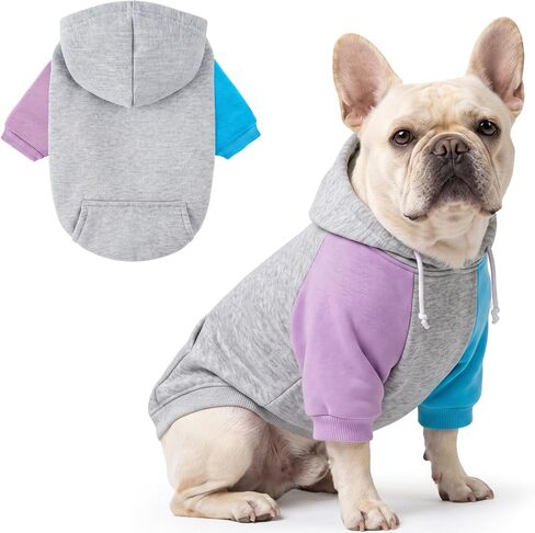 Dog Hoodie Color-Block Sweater Sweatshirt Clothes Warm Outfit for Puppy XS in Kuwait