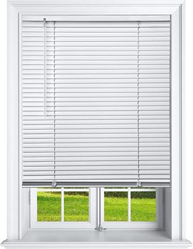 Cordless 1 Inch Window Blinds, Mirrotek Cordless Blinds Light Filtering Mini Blinds (36'' x 64''), White in Kuwait
