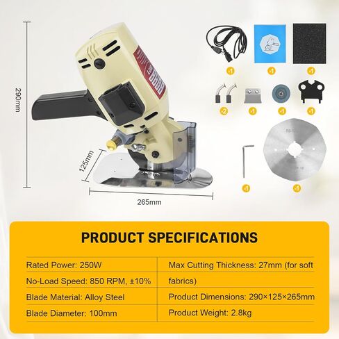 Electric Fabric Rotary Cutter, 250W Cloth Cutting Machine in Saudi Arabia