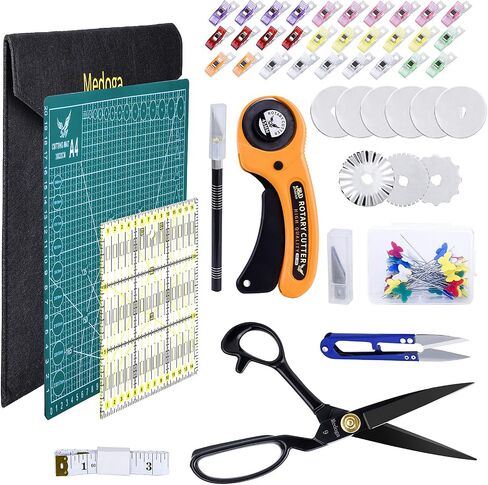 104Pcs Rotary Cutters, Rotary Cutter Set with Cutting Mat, Patchwork Ruler, Carving Knife, Rotary Cutter Kit for Sewing and Quilting in Kuwait