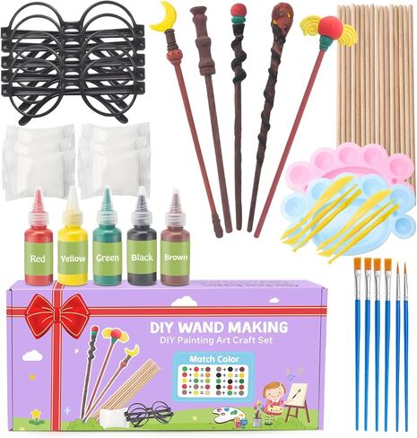 Col-Pary DIY Magic Wand Making Kit, Painting Art Craft Set, Wizard Glasses for School Activities Supplies,Kid Gift,Student Rewards,Magic Birthday Party,Halloween Décor, Christmas Gift,63 PCS in All in Kuwait