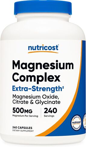 Nutricost Magnesium Complex 500mg, 240 Capsules - Magnesium Oxide, Citrate, and Glycinate - Gluten Free and Non-GMO in Saudi Arabia