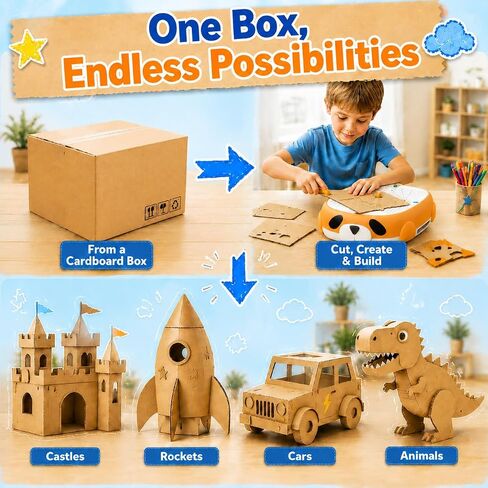 Cardboard Cutter for Kids – Safe Craft Tool for DIY Cardboard Projects, Bladeless Safety Knife for Kids Ages 5+, STEM & STEAM Educational Toy for Building, Engineering, Upcycling Art & School Crafts in Saudi Arabia