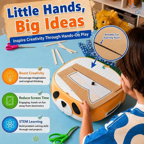 Cardboard Cutter for Kids – Safe Craft Tool for DIY Cardboard Projects, Bladeless Safety Knife for Kids Ages 5+, STEM & STEAM Educational Toy for Building, Engineering, Upcycling Art & School Crafts in Saudi Arabia
