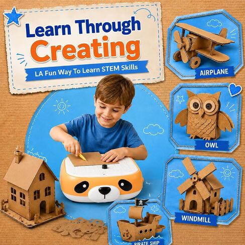Cardboard Cutter for Kids – Safe Craft Tool for DIY Cardboard Projects, Bladeless Safety Knife for Kids Ages 5+, STEM & STEAM Educational Toy for Building, Engineering, Upcycling Art & School Crafts in Saudi Arabia