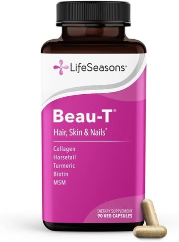 Beau-T - Hair, Nail & Skincare Supplement - Biotin Collagen Horsetail MSM & Turmeric - Promotes Healthy Hair and Nail Growth - Supports Clear Skin & Fights Acne - Nail Strengthener - 90 Capsules in Kuwait