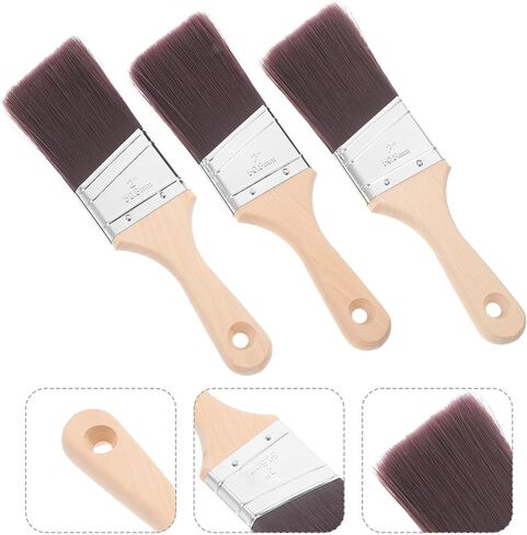3pcs Angled Wood Handle Paint Brush with Soft Bristles in Kuwait