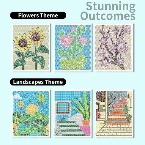 Elfew 2 Pack Dot Art for Adults Coloring Book, with 12 PCS Acrylic Markers, Mindfulness Adult Coloring Books with 40 Patterns, Landscapes & Flowers Themes, Activity Book for Adults & Seniors in Saudi Arabia
