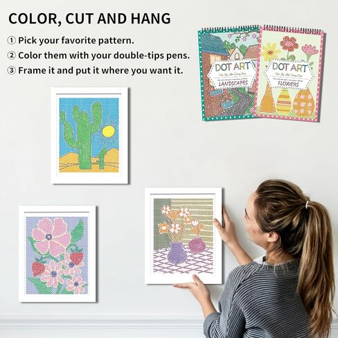 Elfew 2 Pack Dot Art for Adults Coloring Book, with 12 PCS Acrylic Markers, Mindfulness Adult Coloring Books with 40 Patterns, Landscapes & Flowers Themes, Activity Book for Adults & Seniors in Saudi Arabia