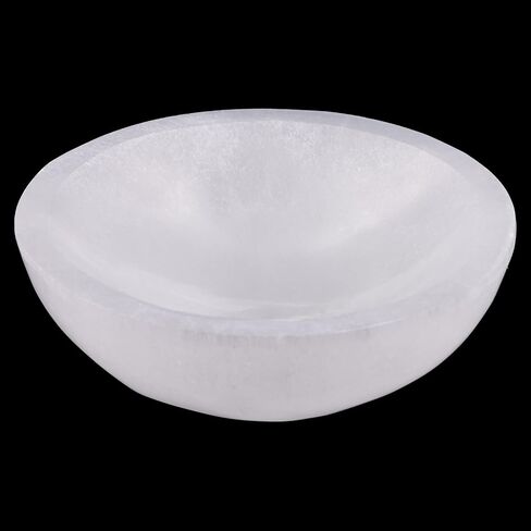 Wish Well Selenite Bowl with Amethyst Necklace – 4" Selenite Crystal Bowl – Mined and Crafted in Morocco – Ideal for Cleansing and Recharging Crystals and Healing Stones, Meditation, and Decor in Kuwait