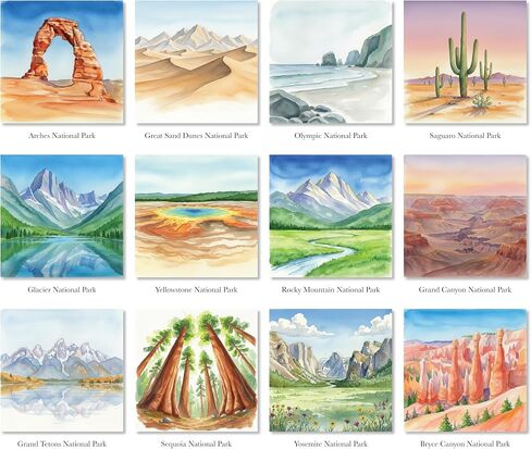 National Parks Watercolor Workbook – Sketch-to-Paint Guide - Learn Watercolor with 12 Iconic U.S. Landscapes - Step-by-Step Practice on Watercolor Paper (Collection 1) in Kuwait