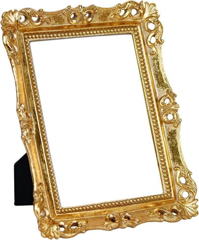 مرآة زينة Funerom Vintage مقاس 11 × 9.5 بوصة، مرآة مكياج مثبتة على الحائط وعلى سطح الطاولة، مربعة ذهبية عتيقة in Kuwait