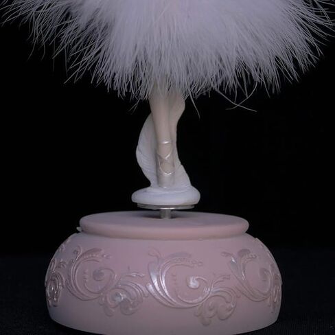 Chagar Feather Skirt Ballerina Rotating Music Box Figurine,White and Pink Manual Control Dancing Girl Musical Box for Girl Kids Gift (Pink) in Kuwait