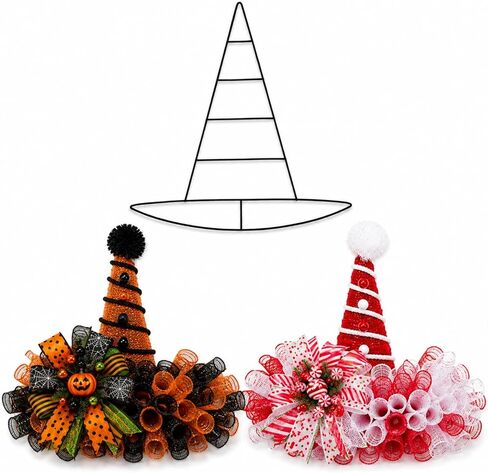 Hotop Witch Hat Shaped Metal Wreath Frame Pirate Ship Elf Hat Shape Wreath Form Metal Frame for Halloween Christmas DIY Craft Holiday New Year Wall Door Decors (2 Pieces, 12.6 x 13.4 Inch) in Kuwait