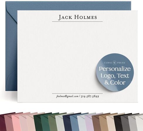 Curio Press Personalized Stationery for Men Custom Notecards, Prestige Flat in Saudi Arabia