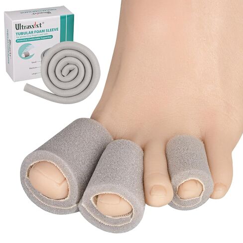 Toe Sleeve with Overlap Small Size 5/8" Inner Diameter 36" Roll, Grey Sponge Toe Protectors for Blisters, Bunions, Corns in Kuwait