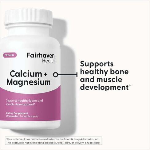 مكمل Fairhaven Health Peapod Cal-Mag للحمل والرضاعة، يحتوي على الكالسيوم والمغنيسيوم وفيتامين D3 للحمل، وصحة الطفل والإناث، نباتي وطبيعي بالكامل للنساء (كمية شهر واحد) in Kuwait