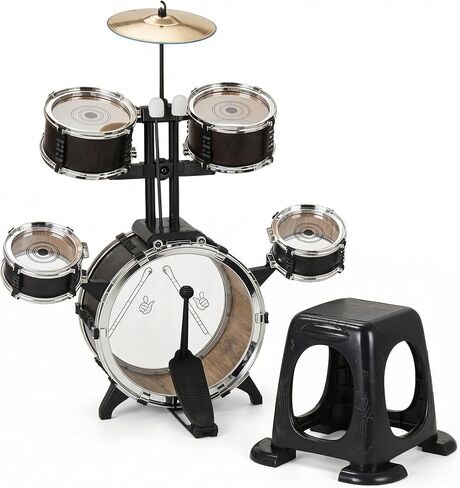 Drum Set for Kids 3-6, 5 Piece Wood Grain Drums with Stool in Saudi Arabia