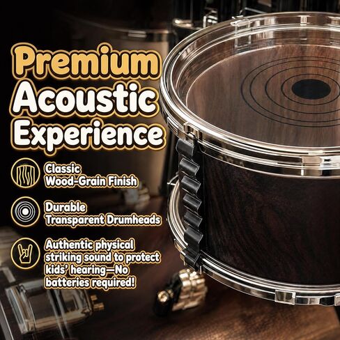 Drum Set for Kids 3-6, 5 Piece Wood Grain Drums with Stool in Saudi Arabia