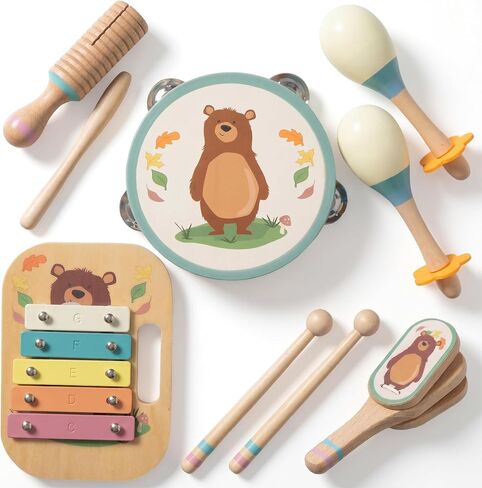 Wooden Musical Instruments Set for Toddlers 1-3, Montessori Toys in Saudi Arabia