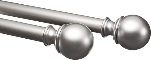 Amazon Basics Adjustable Curtain Rods for Windows, Round Finials, 1-Inch Rod, 36" to 72", Black, Pack of 1 in Kuwait