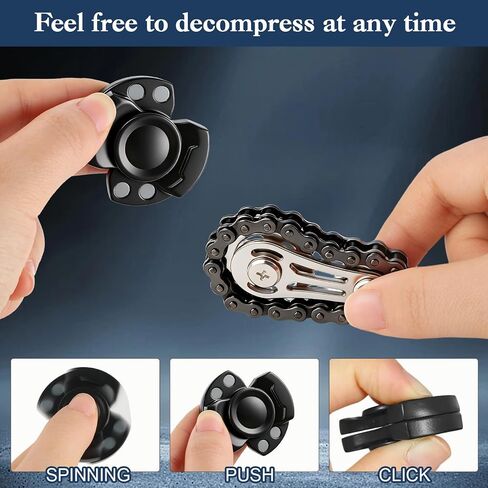 10PCS Premium Metal EDC Fidget Toys Set, Quiet Desk Fidgets for Adults, Stress Relief Sensory Toys for ADHD OCD, Heavy Duty Metal Sliders, Spinners & Chain Toys for Office, Travel & Focus in Kuwait