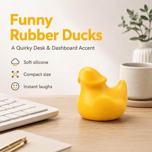 2Pcs Funny Rubber Duck,Humor Yellow Duck Prank Ornaments for Car Dashboard, Mini Prank Duck Office Desk Ornament, Gifts for Friends & Family in Kuwait
