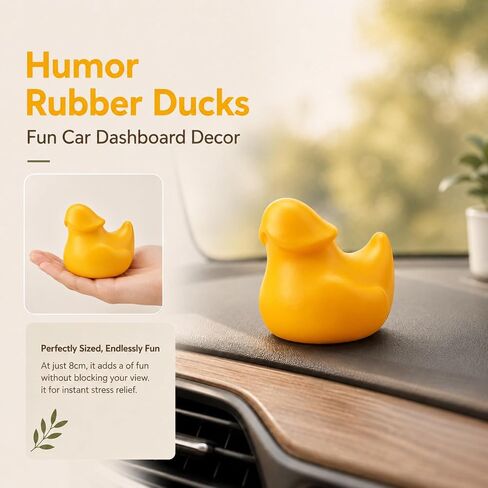 2Pcs Funny Rubber Duck,Humor Yellow Duck Prank Ornaments for Car Dashboard, Mini Prank Duck Office Desk Ornament, Gifts for Friends & Family in Kuwait