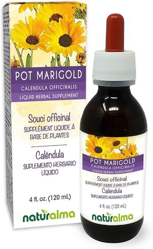 Naturalma Pot Marigold (Calendula officinalis) flower Alcohol-free Tincture - 4 fl oz Liquid extract in drops - Herbal supplement - Vegan in Kuwait