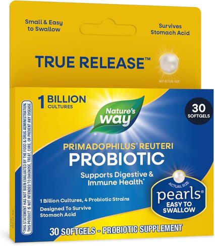 Nature's Way Primadophilus Reuteri Probiotic Pearls for Men and Women, Digestive and Immune Support*, 60 Softgels in Kuwait