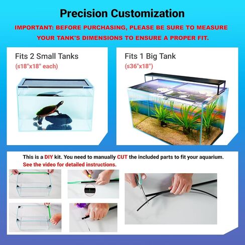 Easy Install DIY Fish Tank Lid, Adjustable Mesh Aquarium Lid, Anti-Jump Cover for Rimless Tanks Only (2/5/10/20 Gallon), Custom Fit Up to 36"x18" in Saudi Arabia