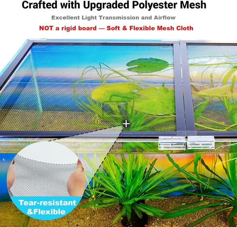 Easy Install DIY Fish Tank Lid, Adjustable Mesh Aquarium Lid, Anti-Jump Cover for Rimless Tanks Only (2/5/10/20 Gallon), Custom Fit Up to 36"x18" in Saudi Arabia