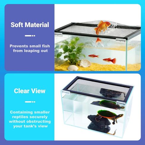 Easy Install DIY Fish Tank Lid, Adjustable Mesh Aquarium Lid, Anti-Jump Cover for Rimless Tanks Only (2/5/10/20 Gallon), Custom Fit Up to 36"x18" in Saudi Arabia