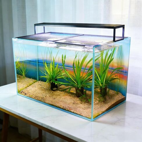 Easy Install DIY Fish Tank Lid, Adjustable Mesh Aquarium Lid, Anti-Jump Cover for Rimless Tanks Only (2/5/10/20 Gallon), Custom Fit Up to 36"x18" in Saudi Arabia