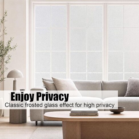 Privacy Window Films, Opaque Frosted Glass Tint Static Cling Treatment Protects Home Security Without Blocking Daylight - Heat Control, UV Prevention, Easy Removal (Matte White, 11.8x78.7 Inches) in Kuwait
