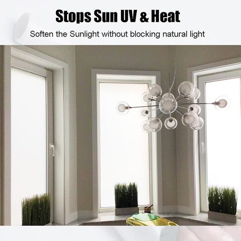 Privacy Window Films, Opaque Frosted Glass Tint Static Cling Treatment Protects Home Security Without Blocking Daylight - Heat Control, UV Prevention, Easy Removal (Matte White, 11.8x78.7 Inches) in Kuwait