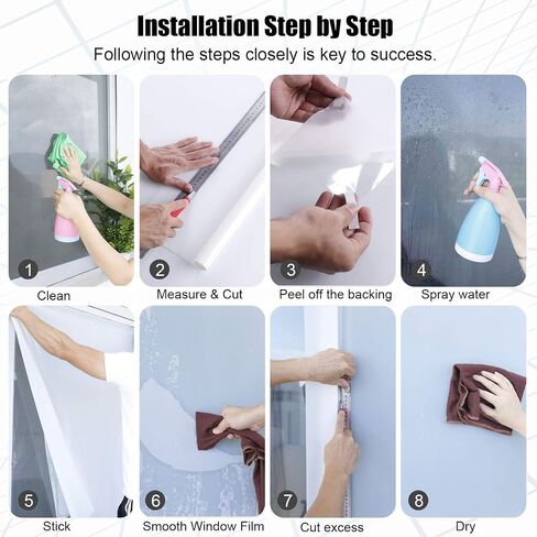 Privacy Window Films, Opaque Frosted Glass Tint Static Cling Treatment Protects Home Security Without Blocking Daylight - Heat Control, UV Prevention, Easy Removal (Matte White, 11.8x78.7 Inches) in Kuwait