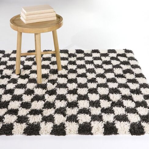 Balta Rugs Oslo Checkered Shag Rug, Yellow, 5' 3" x 7' in Kuwait