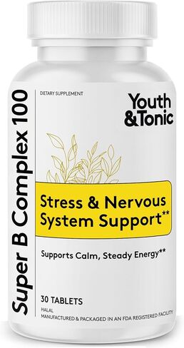 Youth & Tonic Super B Complex for Clear Mind & Healthy Energy Metabolism | Mental Focus Stress Tiredness B 100 | Support for Nervous System Vitamin B Complex in Saudi Arabia