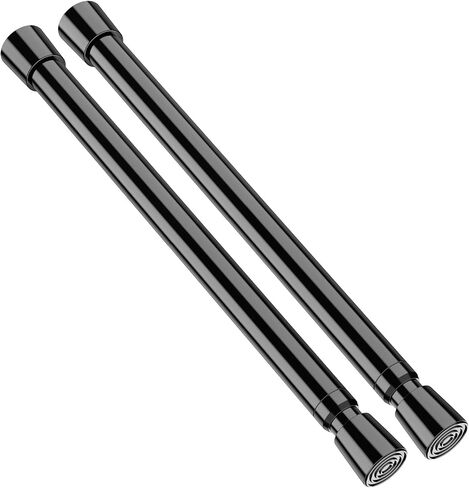 AIZESI 5/8 Inch Spring Tension Curtain Rods - 1-Pack with 2PCS Curtain Rod Holder, 26 to 39 Inch, Black in Kuwait